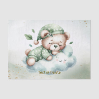 Green Boho Sleeping Teddy Bear Schattige feest Tissuepapier
