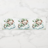 Green Boho Sleeping Teddy Bear Schattige feest Waterfles Etiket (Enkel label)