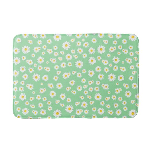 Green Boho Spring Daisies Pattern Badmat (Voorkant)