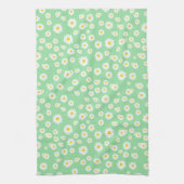 Green Boho Spring Daisies Pattern Theedoek (Verticaal)