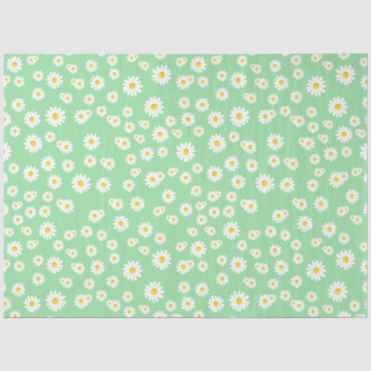 Green Boho Spring Daisies Pattern Tissuepapier (Voorkant)