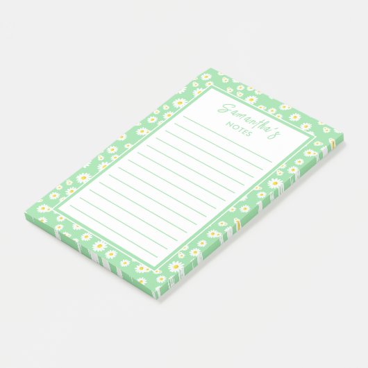 Green Boho Spring Daisies Post-it® Notes (Schuin)