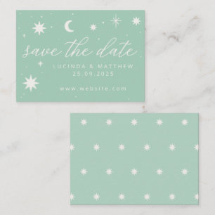 Green Boho Starry Wedding Save the Date Kaart Notitiekaartje