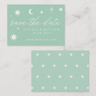 Green Boho Starry Wedding Save the Date Kaart Notitiekaartje