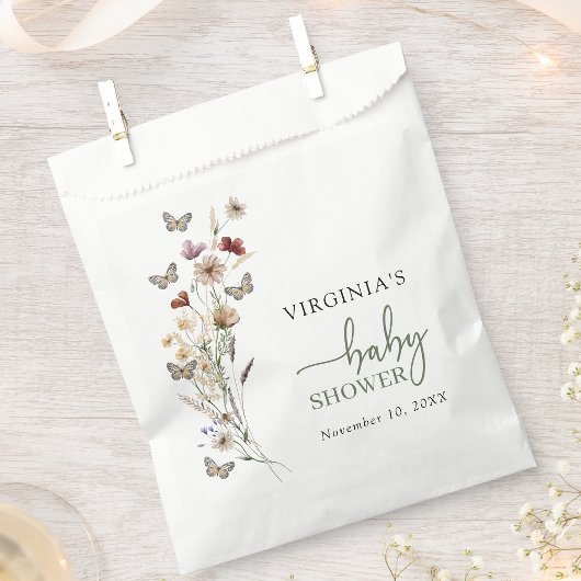 Green Boho Wildflower Baby shower Bedankzakje