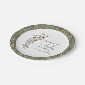 Green Boho Wildflower Baby shower Papieren Bordje (Gekanteld)