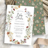 Green Boho Wildflower Baby shower Uitnodiging