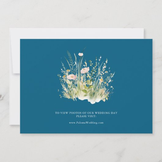 Green Boho Wildflower Navy Elopement Aankondiging (Achterkant)