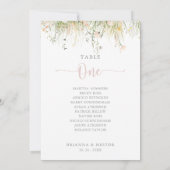 Green Boho Wildflower tafel nummer 1 Zitplaatskaar Kaart (Achterkant)