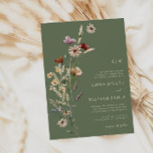 Green Boho Wildflower Wedding Kaart