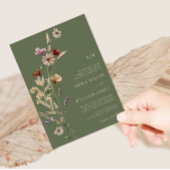 Green Boho Wildflower Wedding Kaart