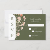 Green Boho Wildflower Wedding RSVP Kaartje (Voorkant)