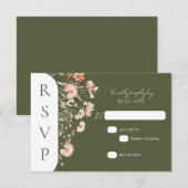 Green Boho Wildflower Wedding RSVP Kaartje (Voorkant / Achterkant)