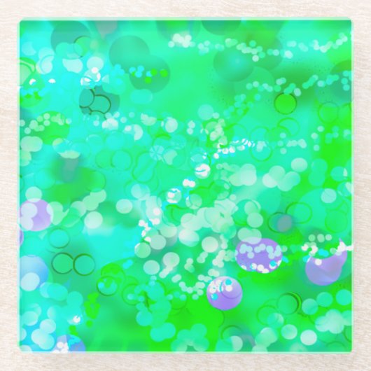 Green Bokeh 92015 Glazen Onderzetter (Voorkant)