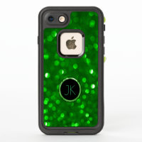 Green Bokeh Glitter Texture Print Monogram GR2