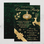 Green bokeh & Gold Bauble & Ribbon-kerstfeest Kaart (Voorkant / Achterkant)