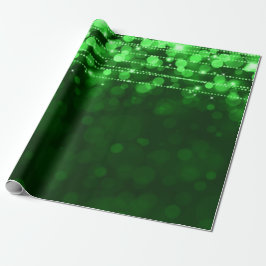 Green Bokeh-kerstlampjes Cadeaupapier