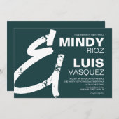 Green BOLD AMPERSAND Grunge Wedding Kaart (Voorkant / Achterkant)