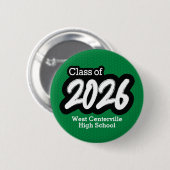 Green Bold Brush Klasse van 2026 Button (Voorkant /achterkant)