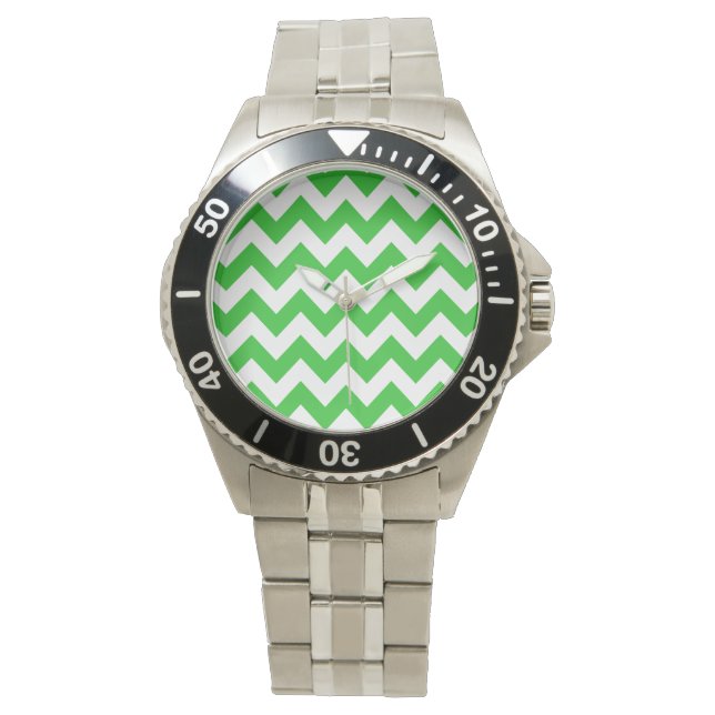 Green Bold Chevron Horloge (Voorkant)