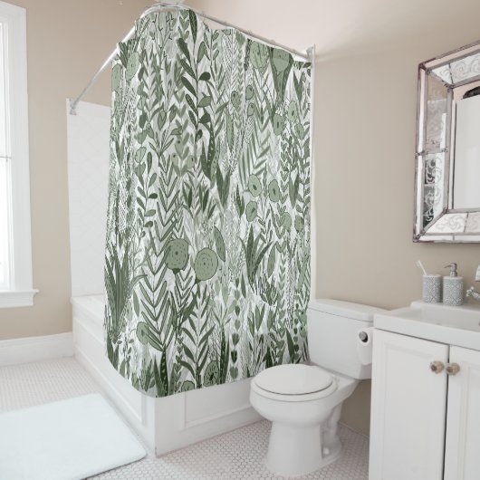 Green Bold Garden Mix Douchegordijn (In situ)