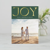 GREEN BOLD GOLD JOY kerstfoto Folie Feestdagenkaart (Staand Voorkant)