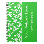 Green Bold Mod Damask met aangepaste tekst Notitieboek (Voorkant)