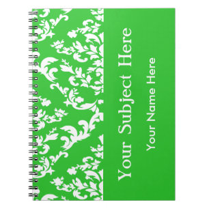 Green Bold Mod Damask met aangepaste tekst Notitieboek