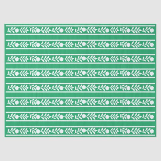 Green Bone Inlay Floral Border Decoupage Paper Tissuepapier (Voorkant)