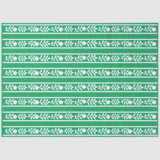 Green Bone Inlay Floral Border Decoupage Paper Tissuepapier (Voorkant)