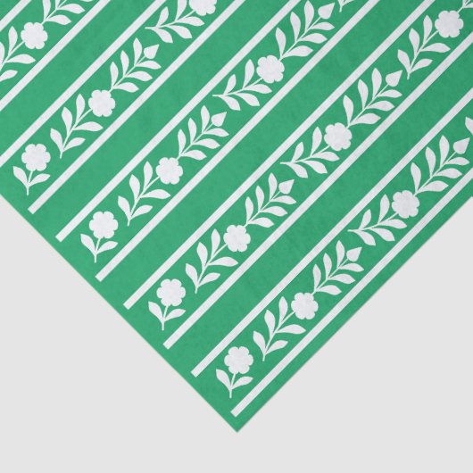 Green Bone Inlay Floral Border Decoupage Paper Tissuepapier (Detail)