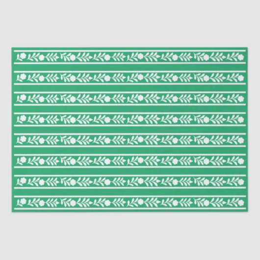 Green Bone Inlay Floral Border Decoupage Paper Tissuepapier (Voorkant)