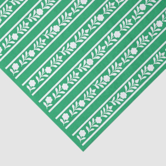 Green Bone Inlay Floral Border Decoupage Paper Tissuepapier (Detail)