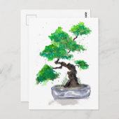 Green Bonsai Waterverf Briefkaart (Voorkant / Achterkant)