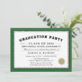 Green Border 2014 Diploma Graduation Party Invite Kaart (Staand voorkant)