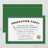 Green Border 2014 Diploma Graduation Party Invite Kaart (Voorkant / Achterkant)