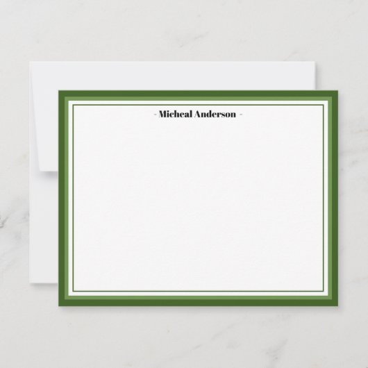 Green Border Classic gepersonaliseerd Notitiekaartje (Voorkant)