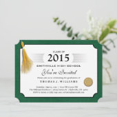 Green Border Diploma met Tassel Afstuderen Uitnodi Kaart (Staand voorkant)