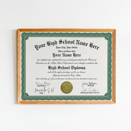 Green Border High / Home School Diploma Poster