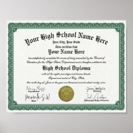 Green Border High / Home School Diploma Poster