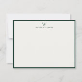 Green Border Monogram Stationery Note Card Kaart (Voorkant)