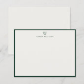 Green Border Monogram Stationery Note Card Kaart (Voorkant / Achterkant)