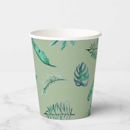 Green Botanical Baby Shower Cups Papieren Bekers (Achterkant)