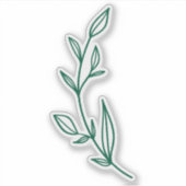 Green Botanical Branch with Leaves Transparent Sticker (Voorkant)