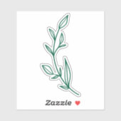 Green Botanical Branch with Leaves Transparent Sticker (Vel)
