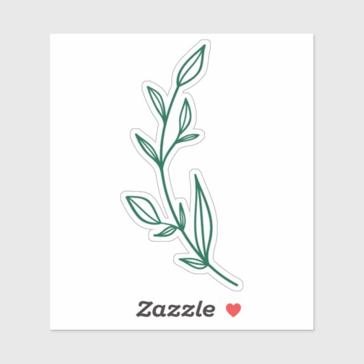 Green Botanical Branch with Leaves Transparent Sticker (Vel)
