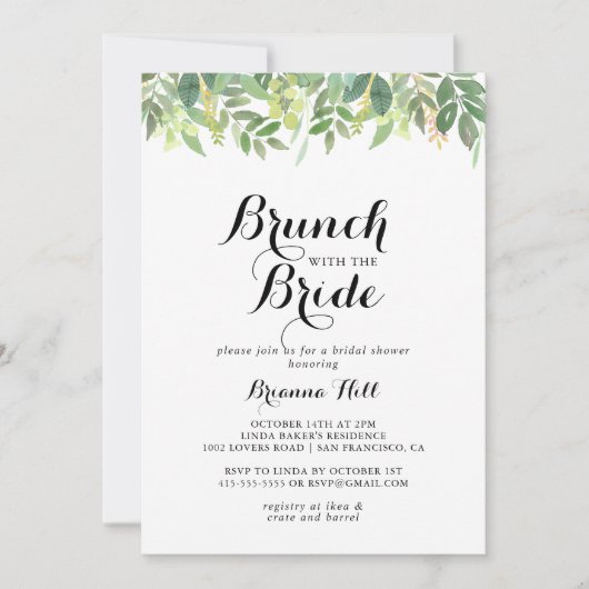 Green Botanical Brunch met de bruidsdouche Kaart (Voorkant)