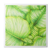 Green Botanical Ceramic Tile Tegeltje (Voorkant)
