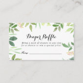 Green Botanical Foliage Luier Raffle Ticket Informatiekaartje (Voorkant)
