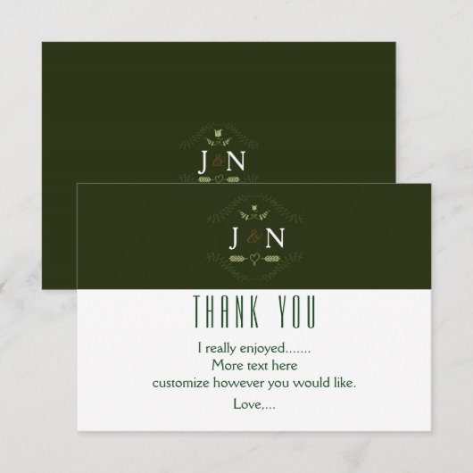 Green Botanical Forest Minimal Wedding Dank je Bedankkaart (Voorkant / Achterkant)